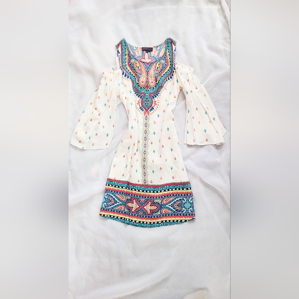 NWOT! Hale Bob Fall Chic Aztec Print Tunic 100% Viscose Women's Mini Dress Small